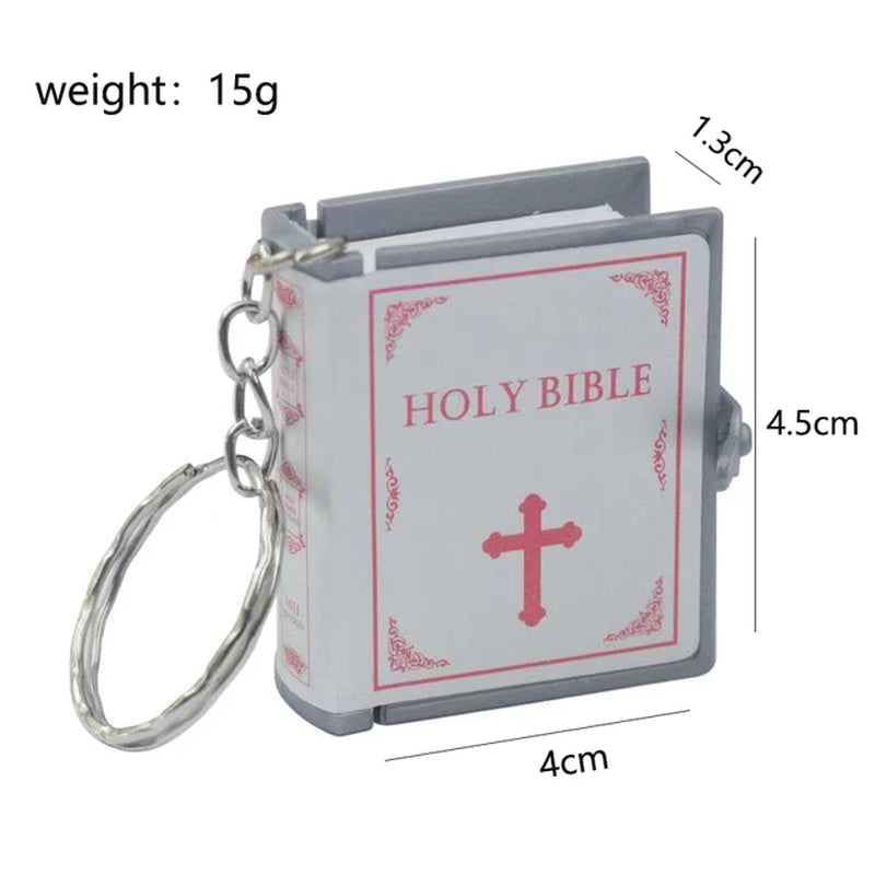 Mini English HOLY BIBLE Keychains Christian Jesus Cross Muslim Keyrings Accessories Women Bag Charm Prayer God Bless Key Holder