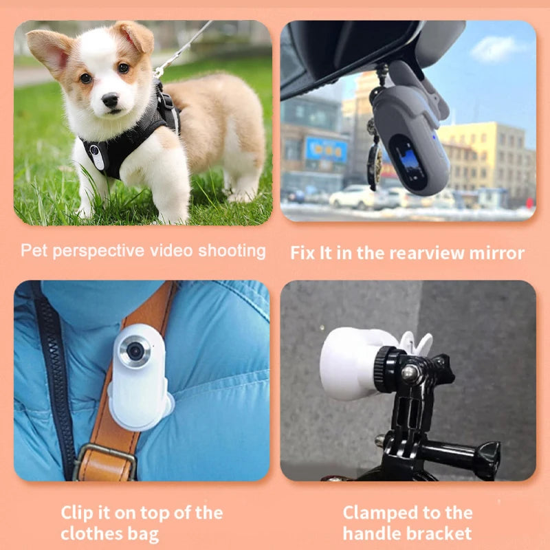 Small Lightweight Action Camera 1080P Portable Versatile Mount Anywhere for Travel Pets Ride Sport Vlog Mini Wireless Camera