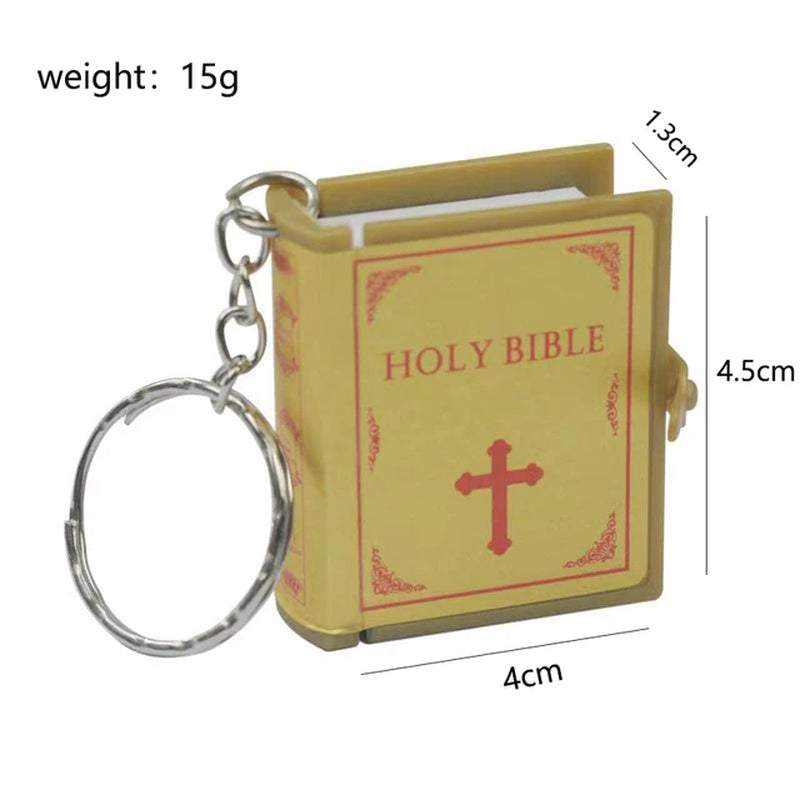 Mini English HOLY BIBLE Keychains Christian Jesus Cross Muslim Keyrings Accessories Women Bag Charm Prayer God Bless Key Holder